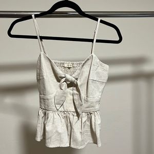 Illa Illa Organic Natural Front Tie Peplum Top